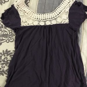 American Eagle Lace Shoulder Plum Top